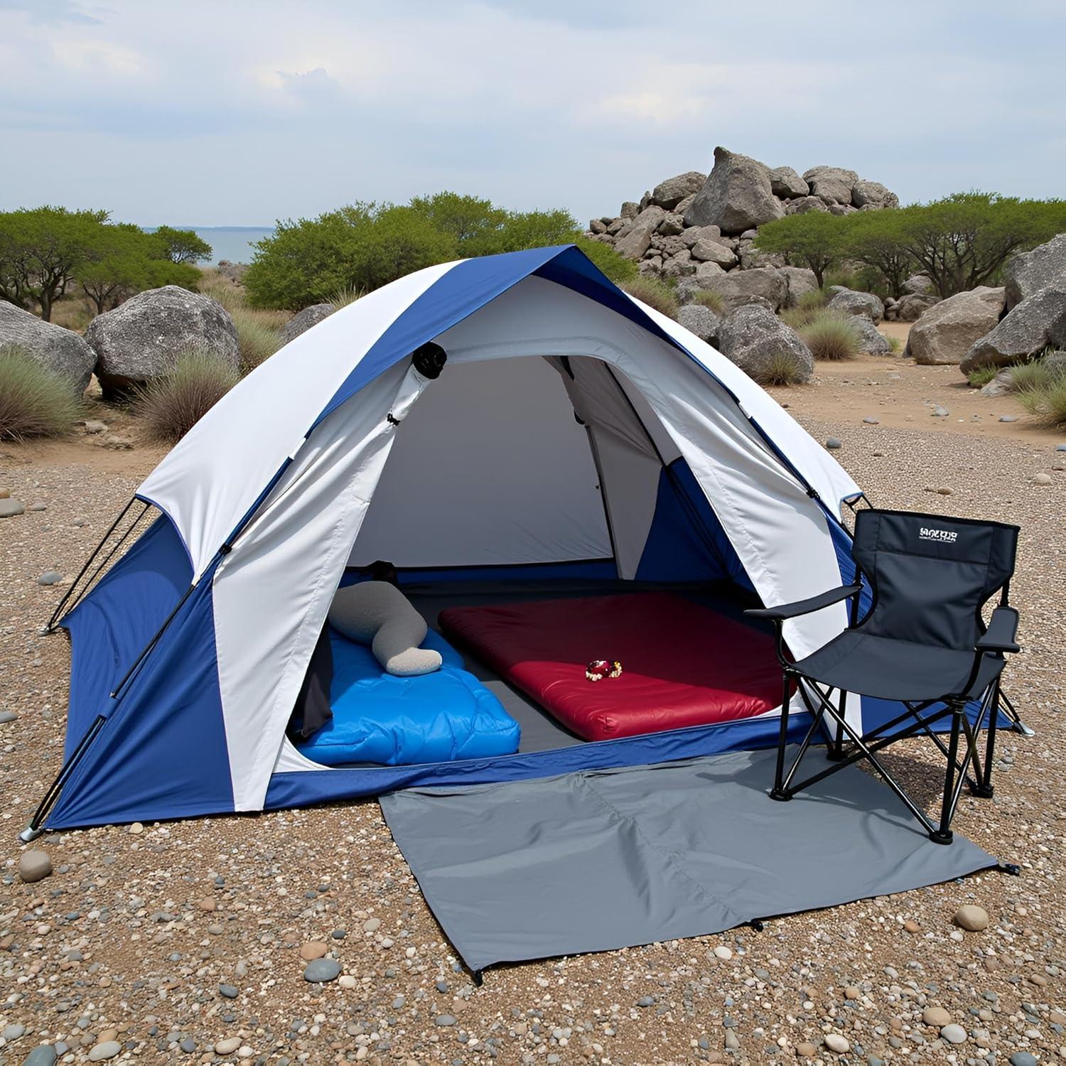 Carpa de Camping Domo XL para 6 Personas Impermeable Azul