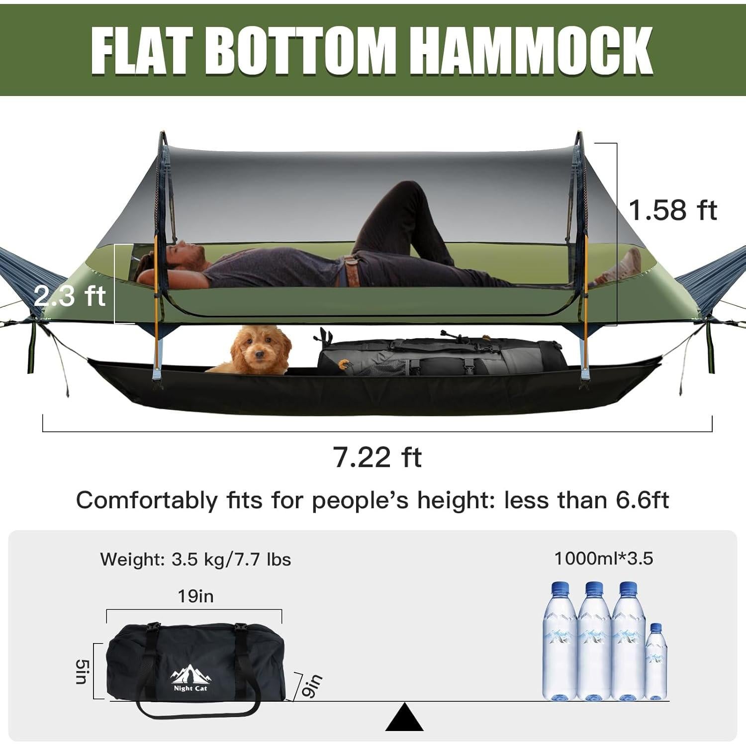 Tienda de Hamaca Lay Flat Night Cat con Red Antimosquitos 3.49kg