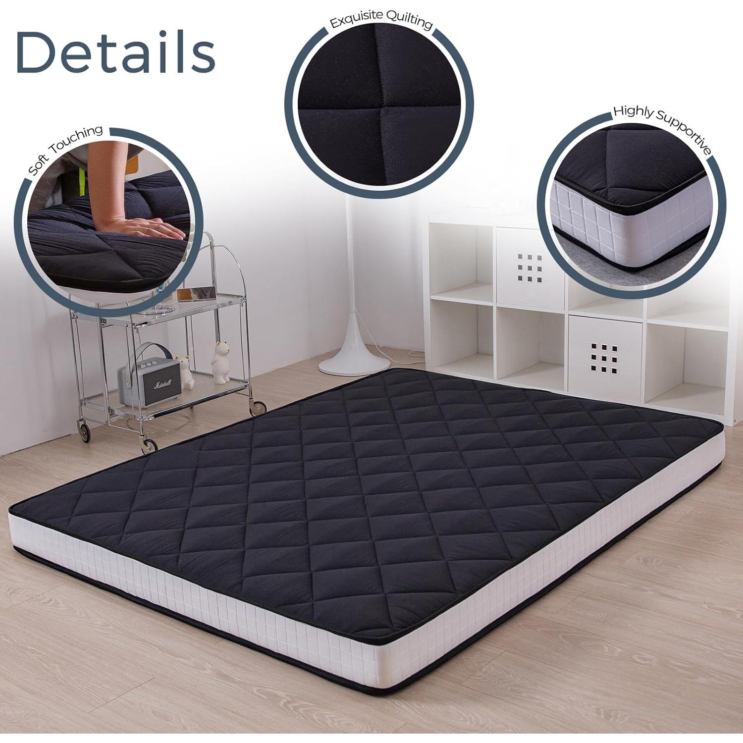 Colchón Futón Grueso MAXYOYO 15.24 cm Negro para Suelo