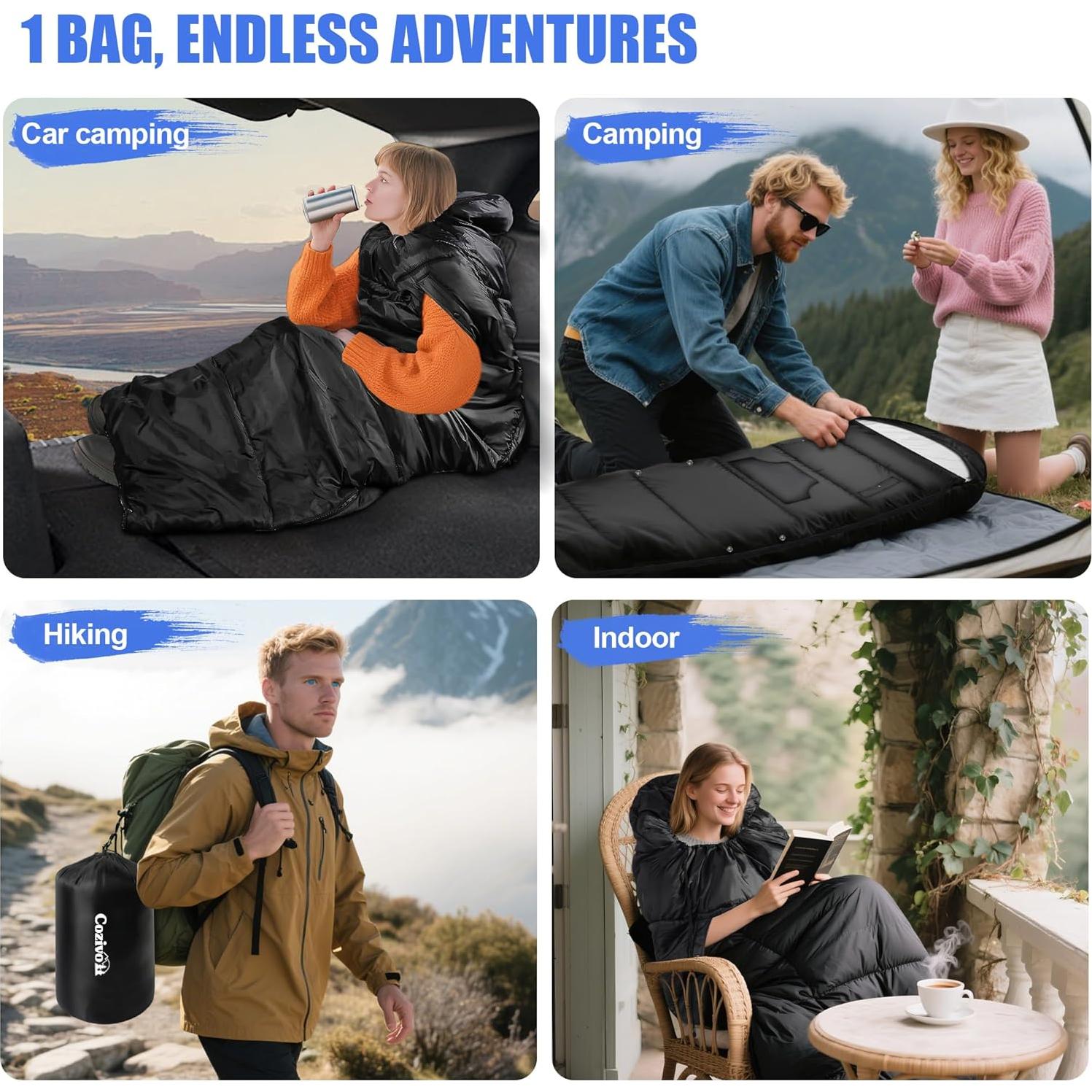 Saco de Dormir Cozivo Ajustable 3 Estaciones 220x82.5cm