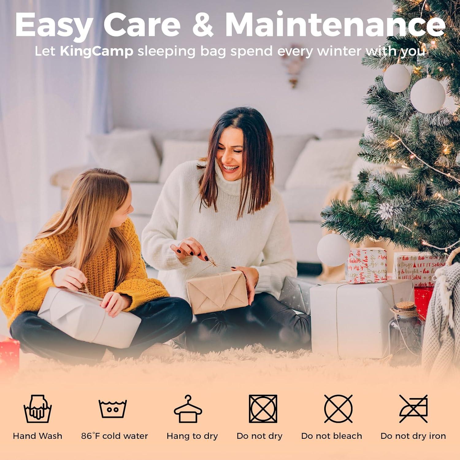 Saco de dormir calefaccionado KingCamp XL impermeable 220x100cm