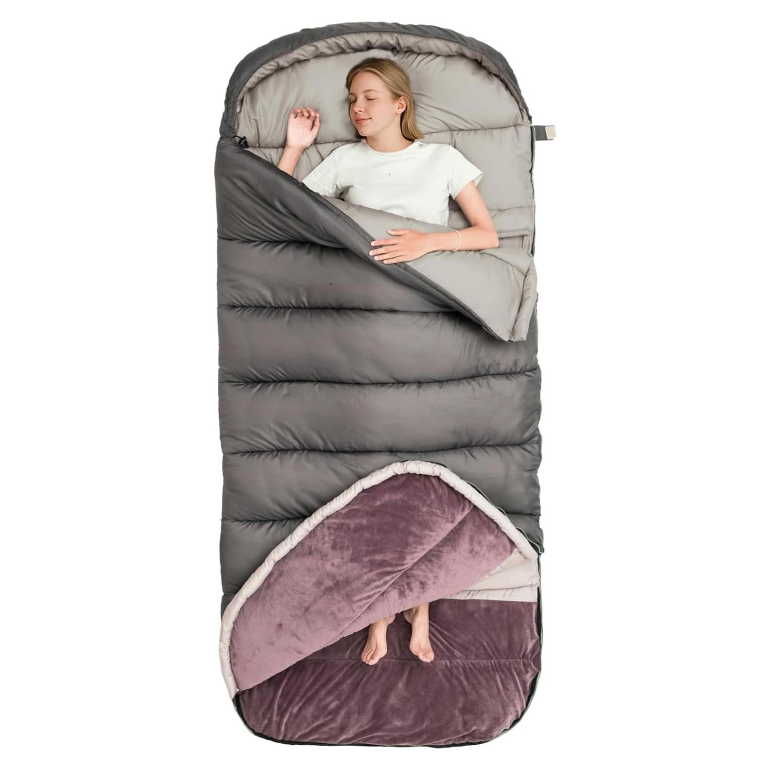 Saco de Dormir BISINNA XL 0 Grados para Camping Adultos