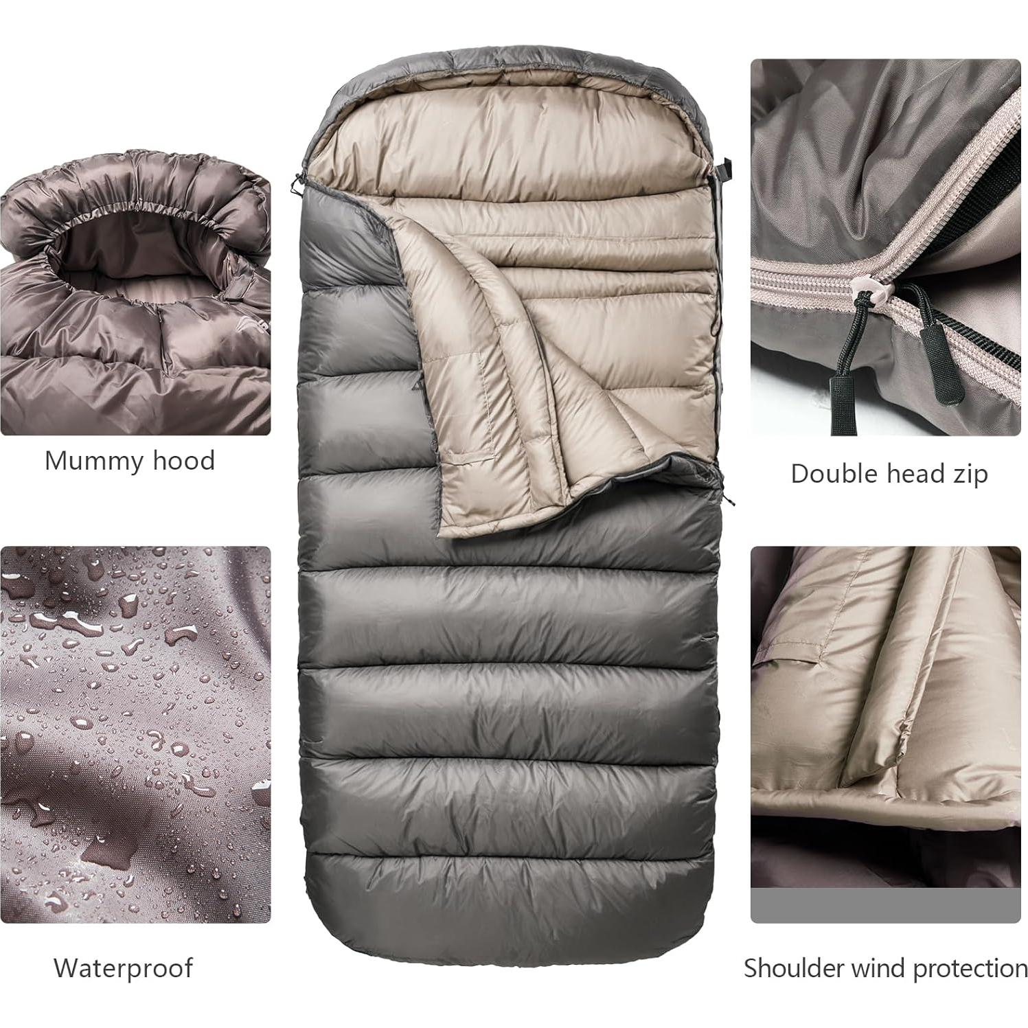 Saco de Dormir BISINNA XL 0 Grados para Camping Adultos