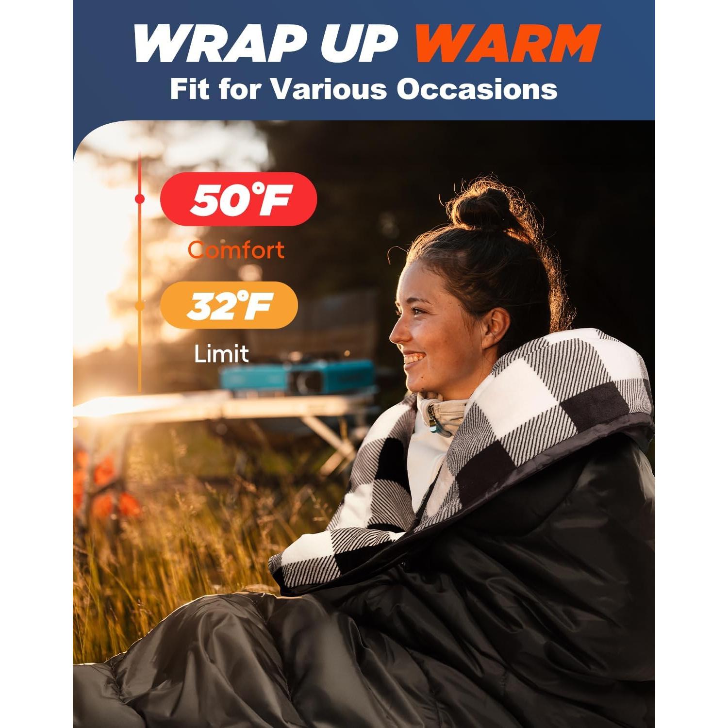 Saco de Sueño Flannel MEREZA XL para Climas Fríos 0-10°C