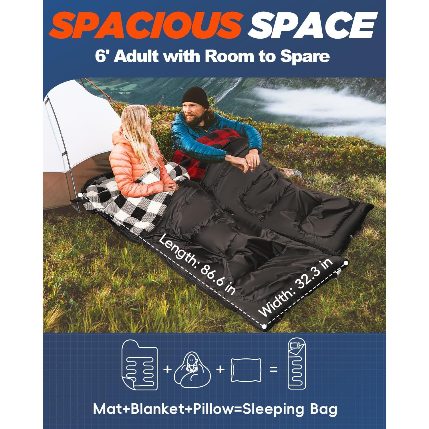 Saco de Sueño Flannel MEREZA XL para Climas Fríos 0-10°C