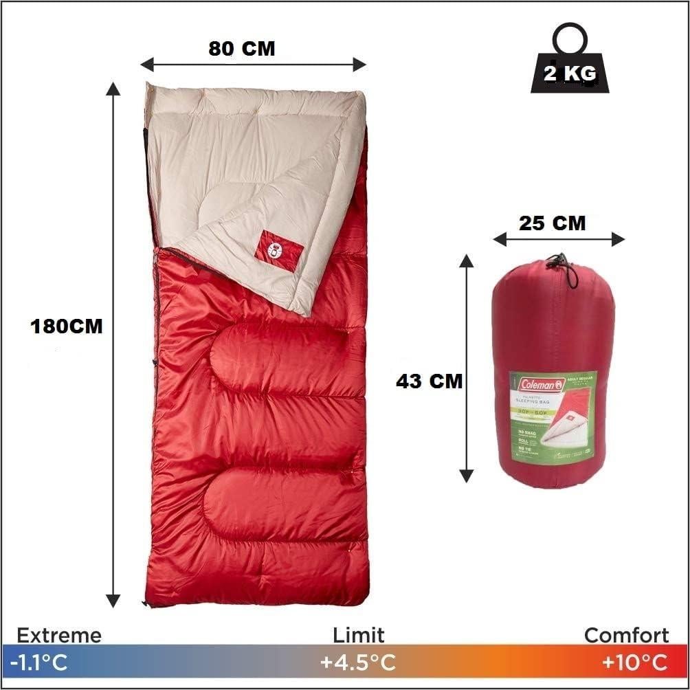 Saco de dormir Coleman Palmetto rojo para clima fresco 1 persona