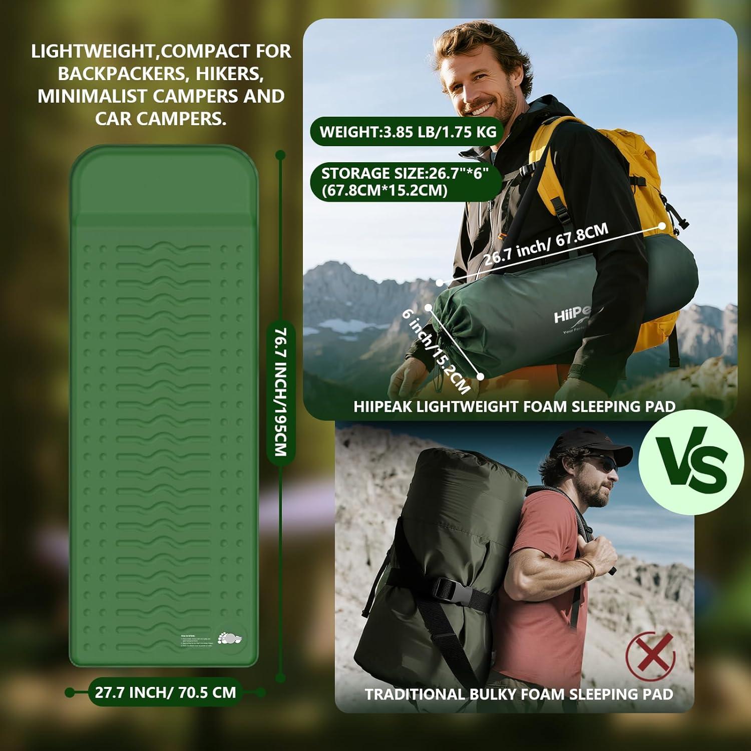 Almohadilla de Sueño Inflable HiiPeak CM09 Verde 76.7x27.7cm