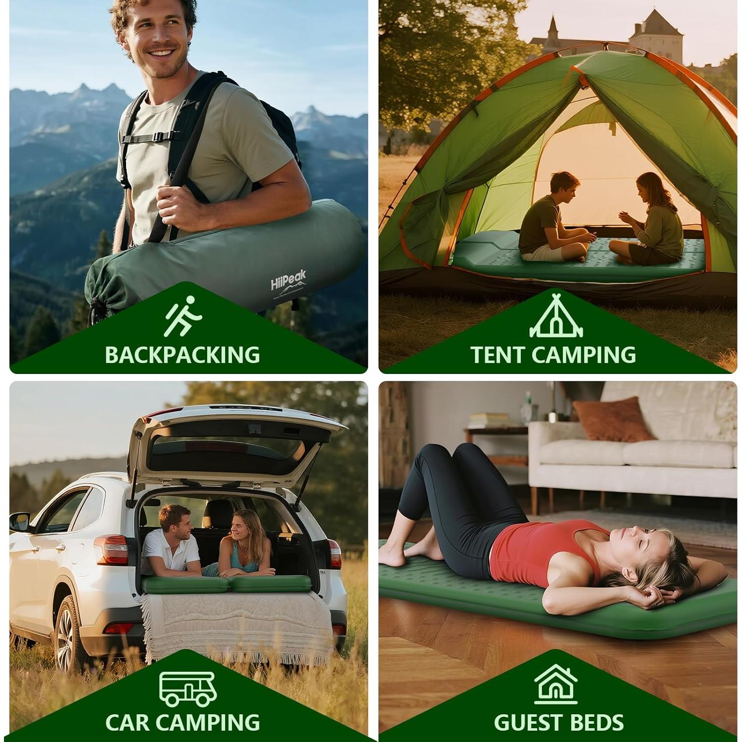 Almohadilla de Sueño Inflable HiiPeak CM09 Verde 76.7x27.7cm