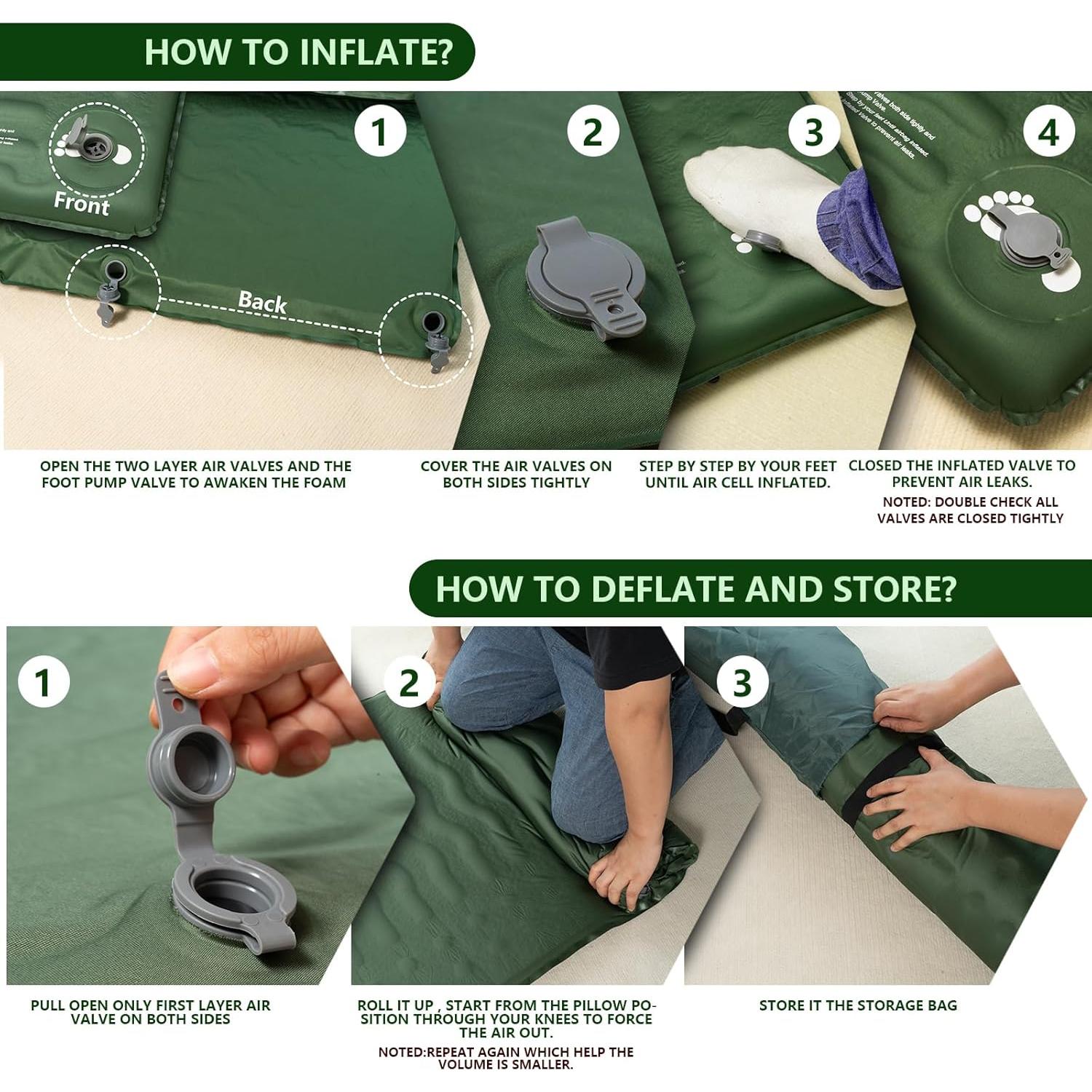 Almohadilla de Sueño Inflable HiiPeak CM09 Verde 76.7x27.7cm