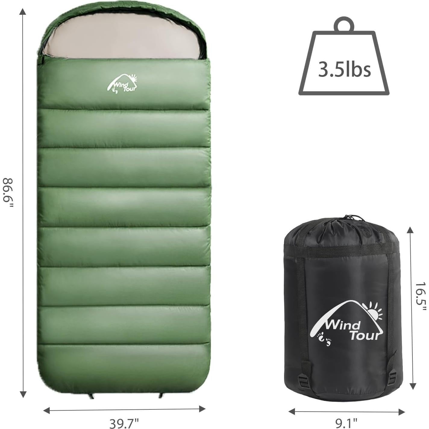 Saco de Dormir Liviano Impermeable Wind Tour Adulto Verde