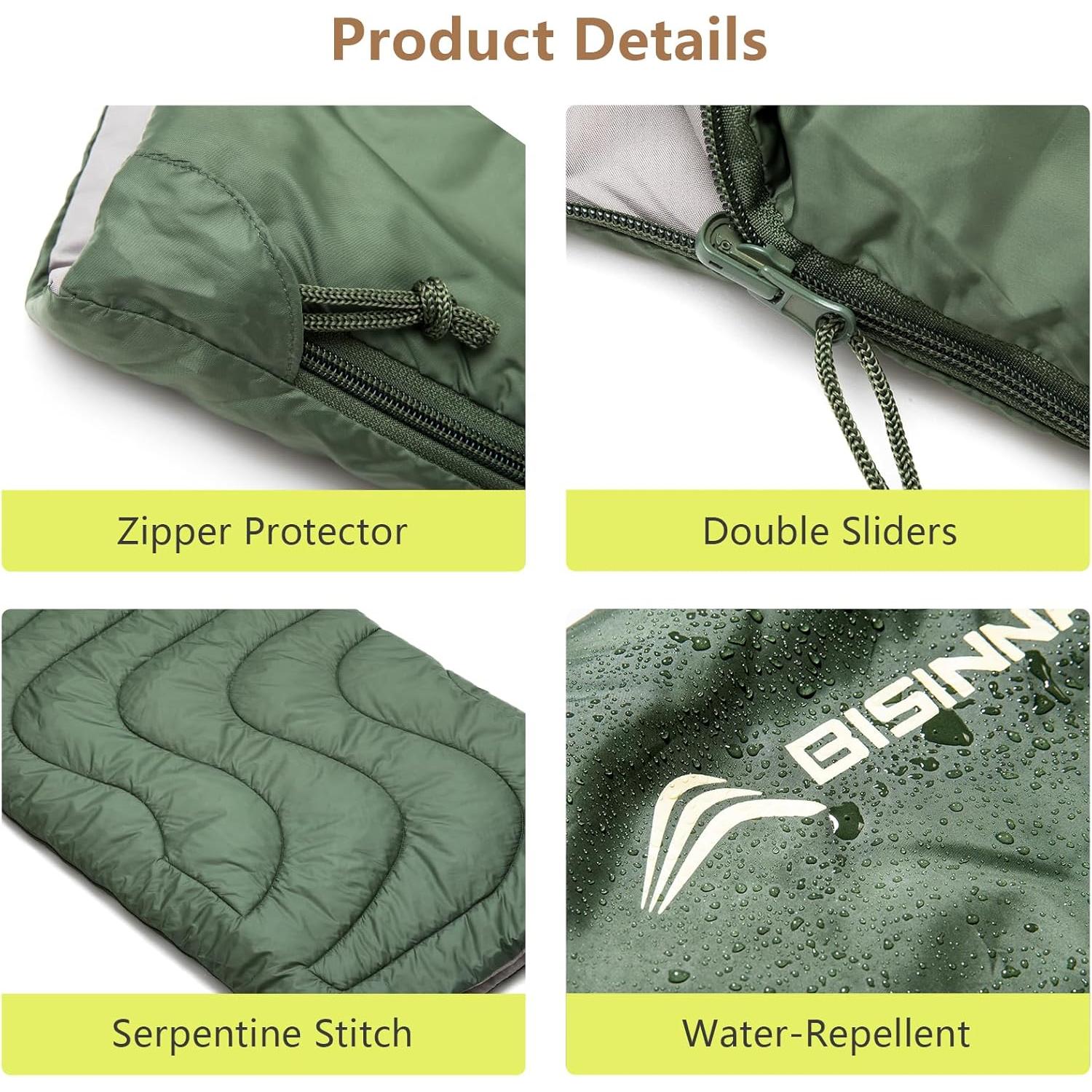 Saco de Dormir Ultraligero BISINNA SL095 190x75cm Verde