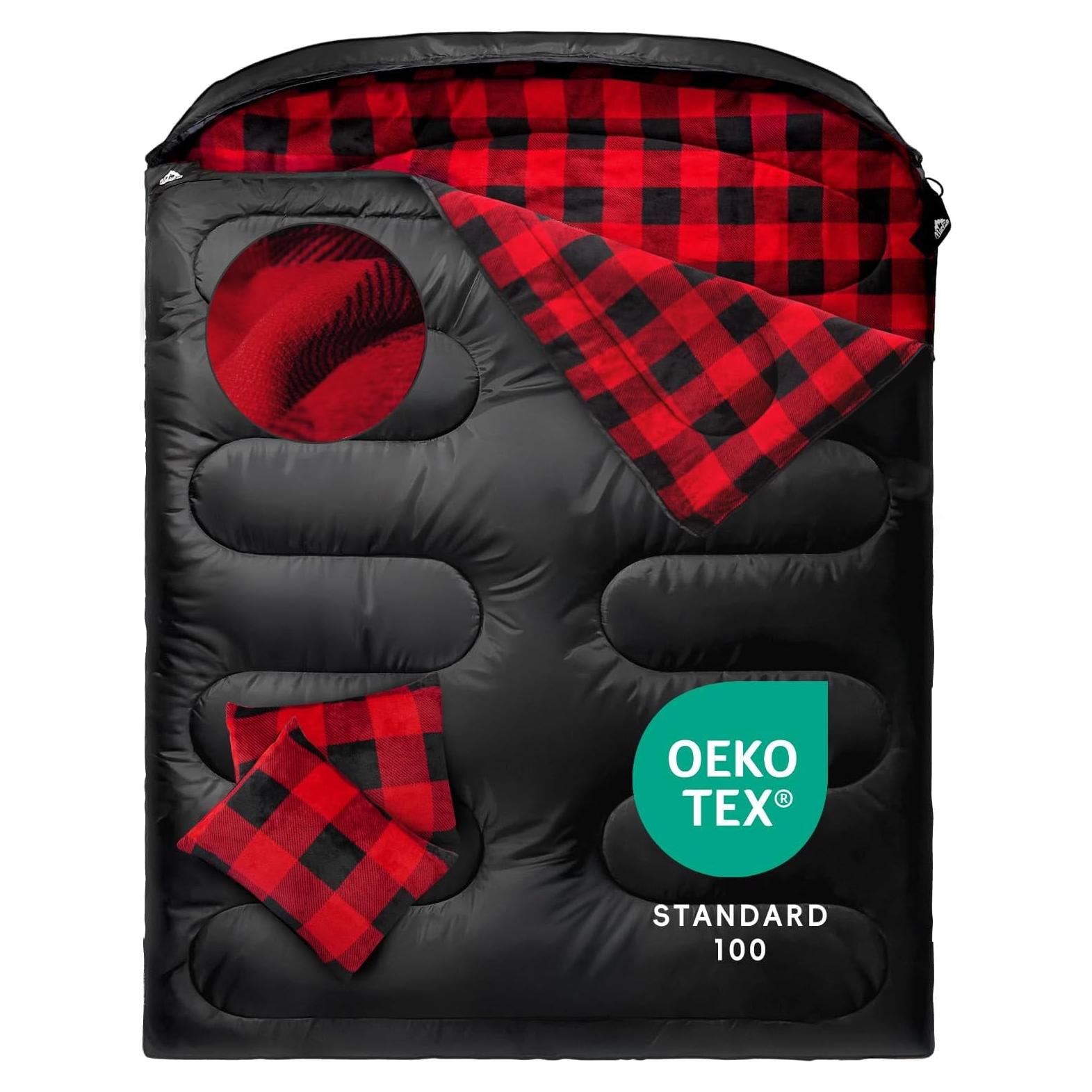 Saco de Dormir Doble MEREZA Franela XL 220x150 cm para Camping