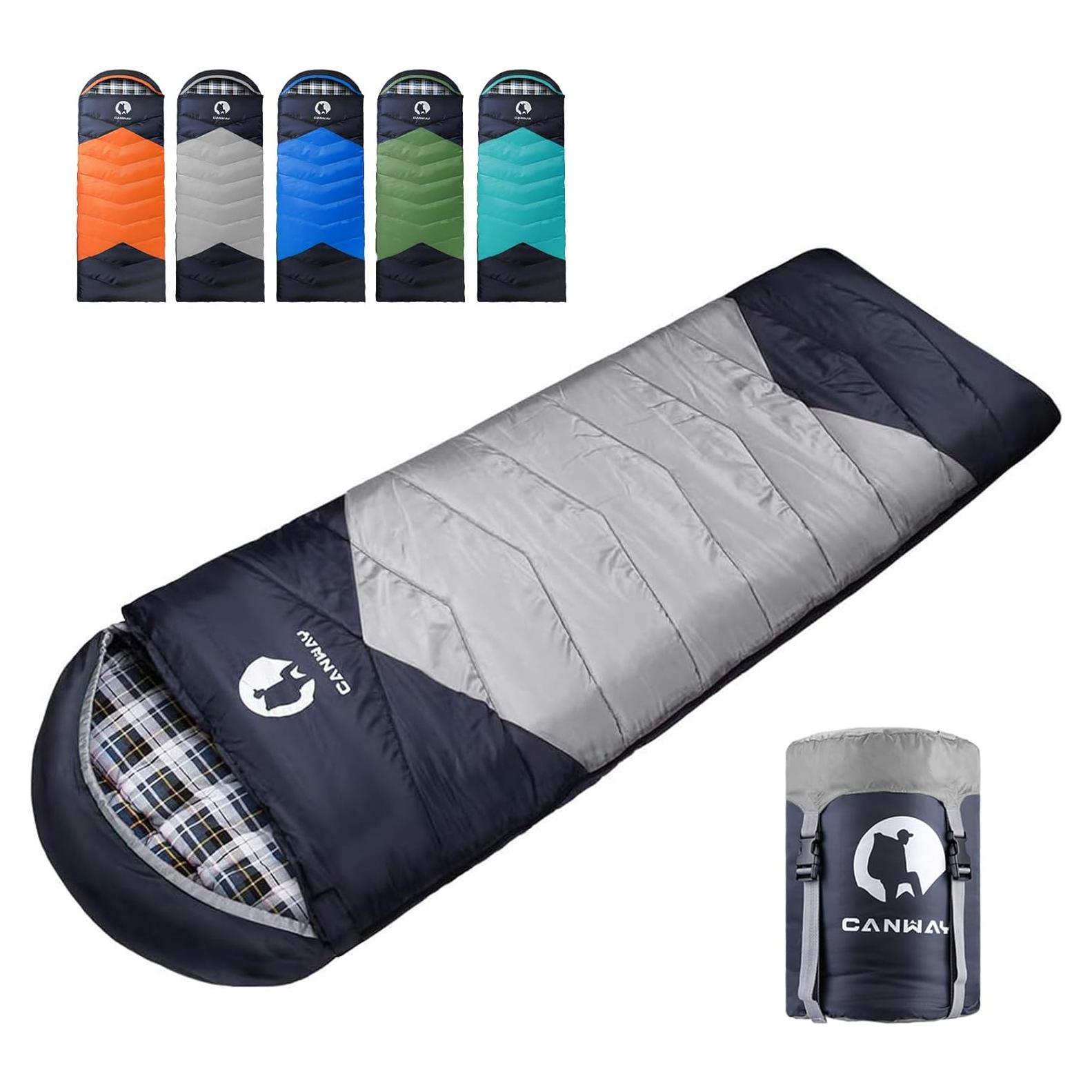 Saco de Dormir Canway XL para Camping y Senderismo - Gris