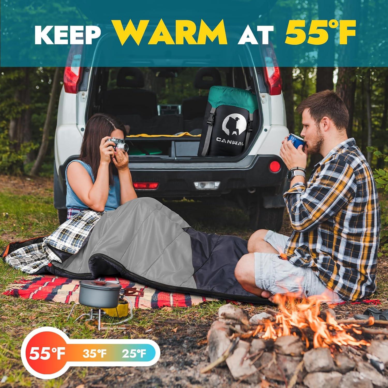 Saco de Dormir Canway XL para Camping y Senderismo - Gris