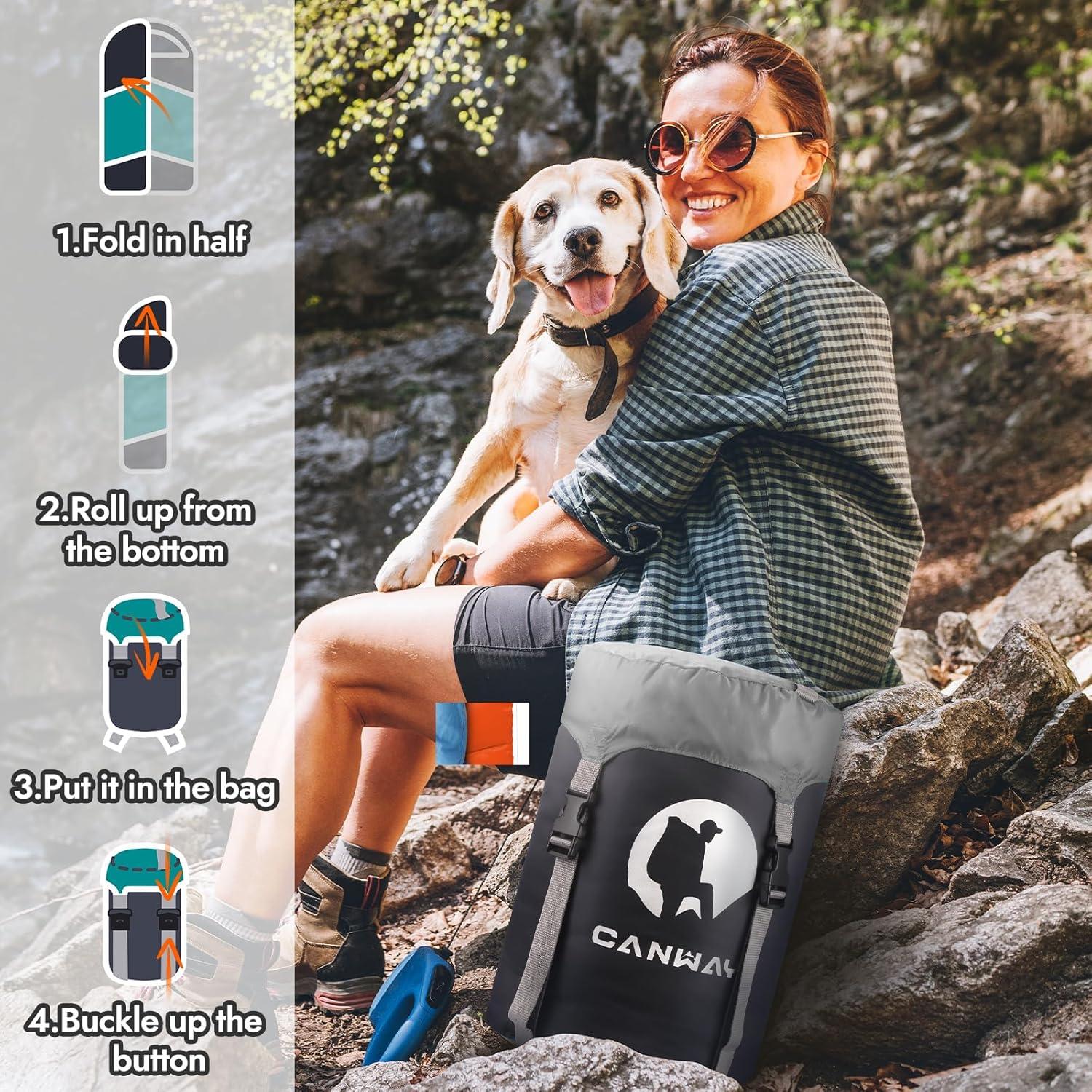 Saco de Dormir Canway XL para Camping y Senderismo - Gris