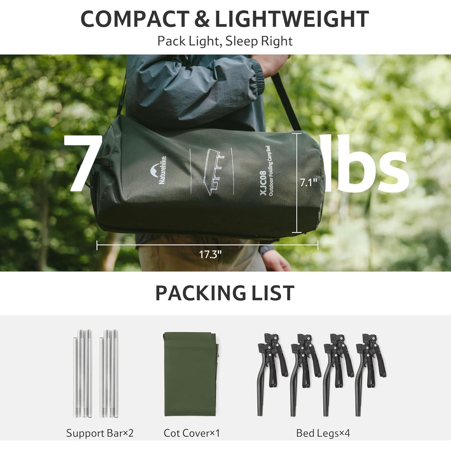 Cama de Camping Plegable Naturehike GREENWILD 75cm Ancho