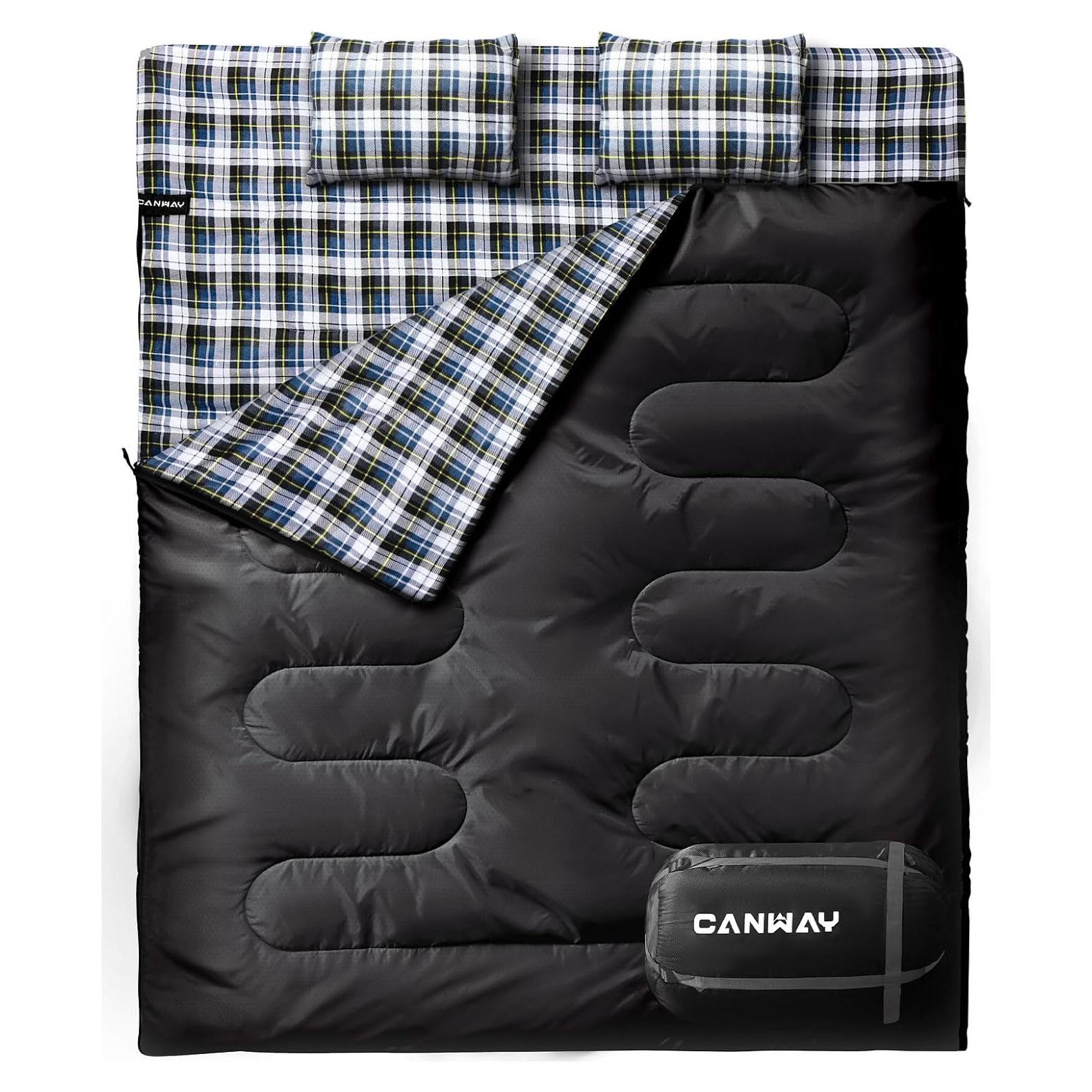 Saco de Dormir Doble Canway XXL Flannel para 2 Personas