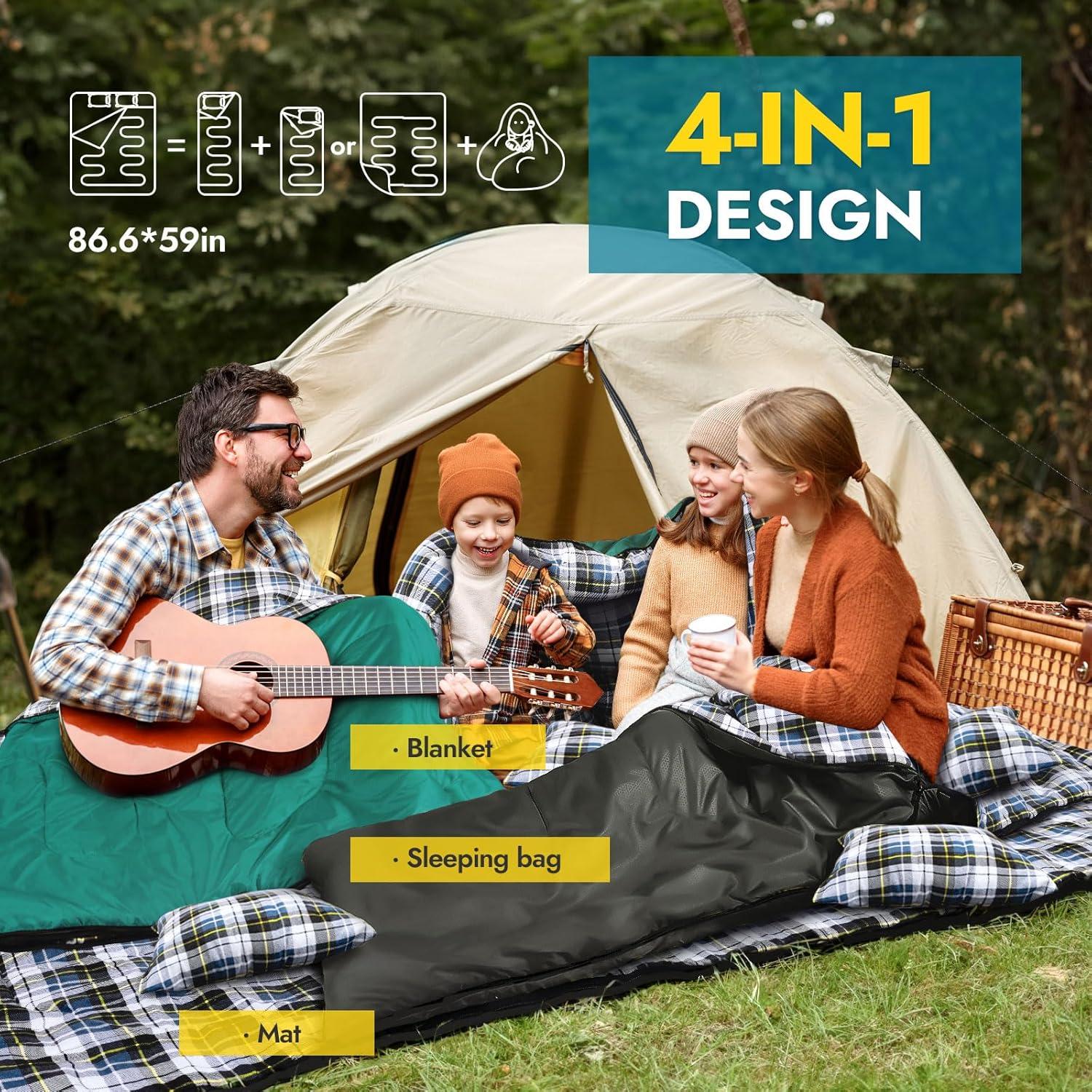 Saco de Dormir Doble Canway XXL Flannel para 2 Personas