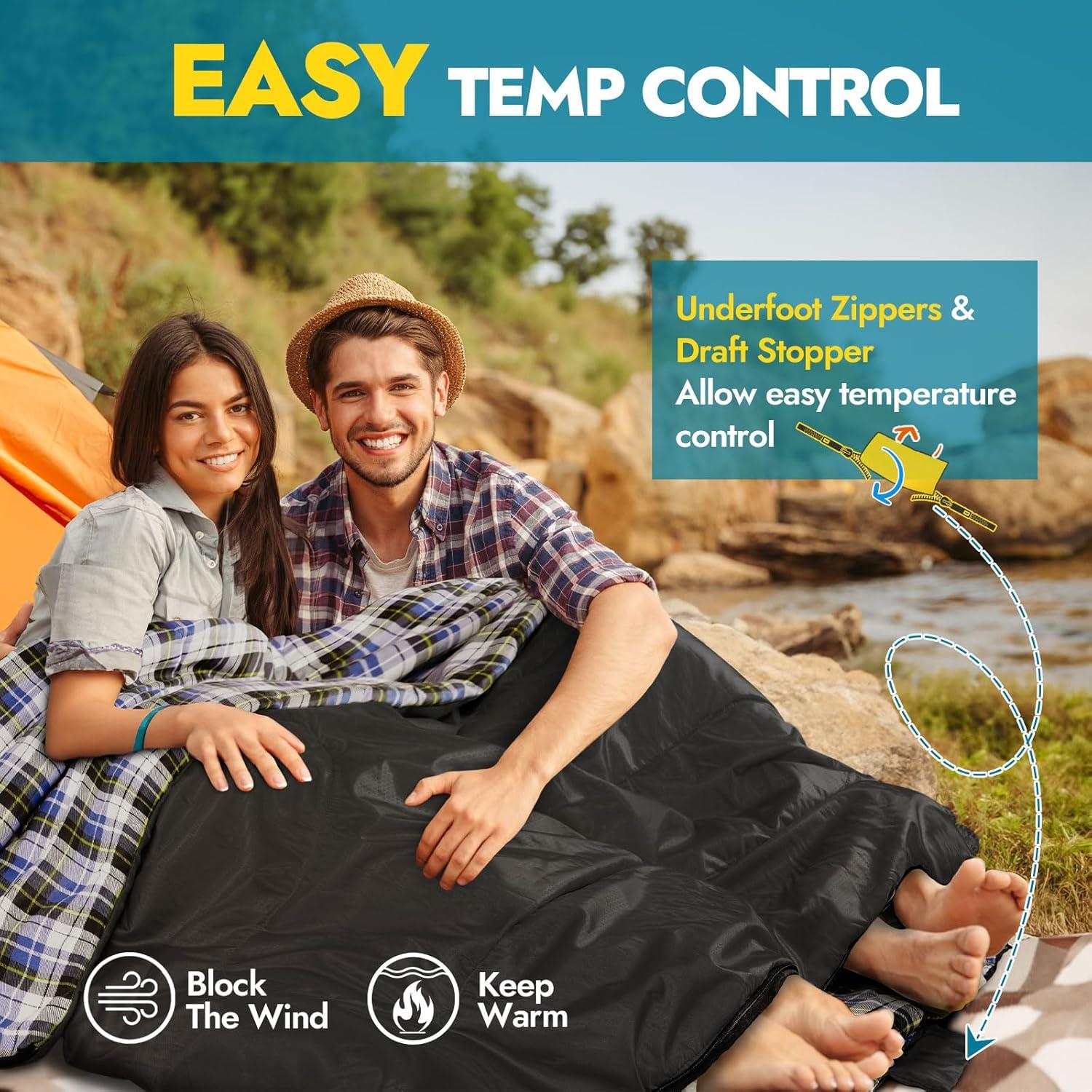 Saco de Dormir Doble Canway XXL Flannel para 2 Personas