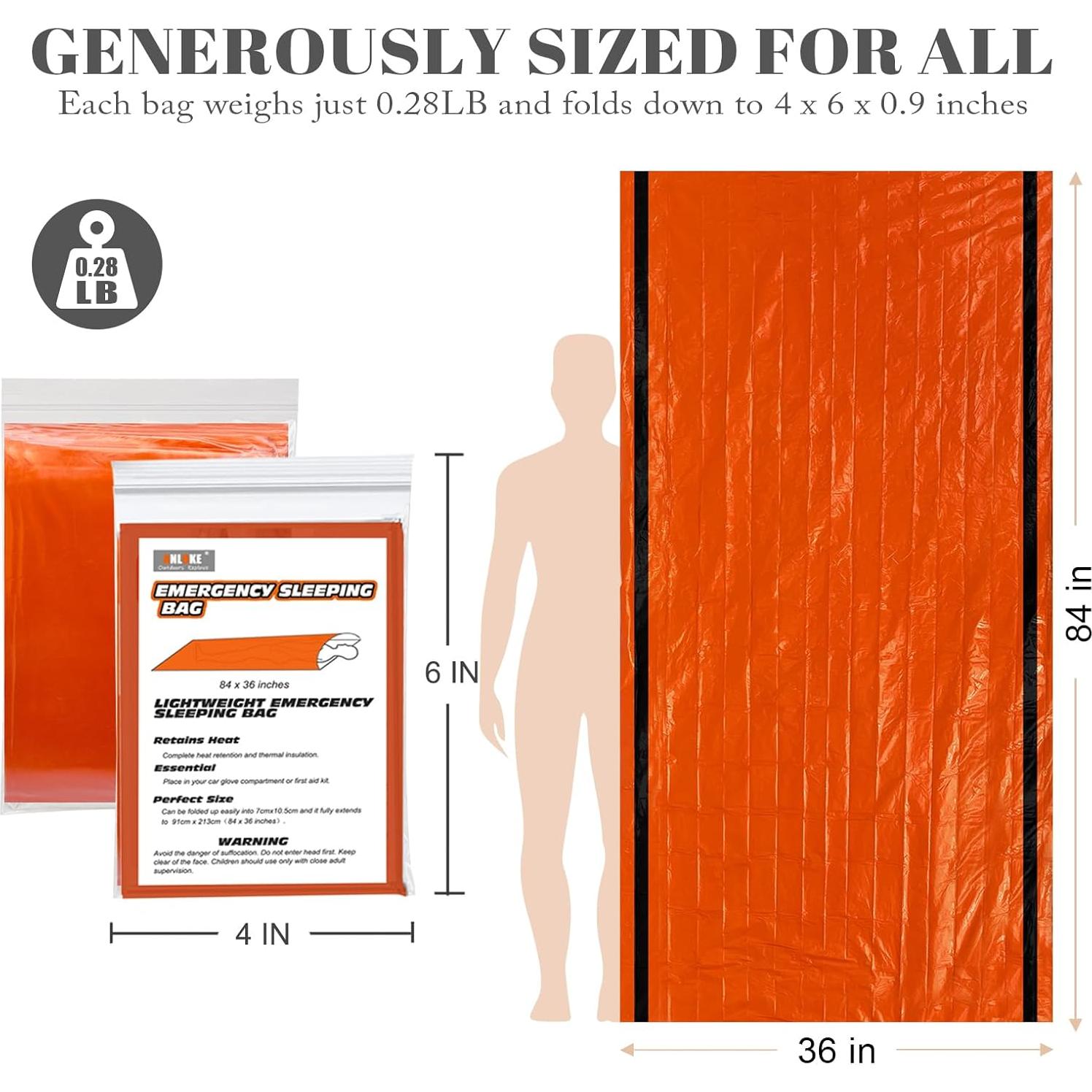 Bolsas de Dormir de Emergencia ANLOKE - 2 Pack Mylar Térmicas