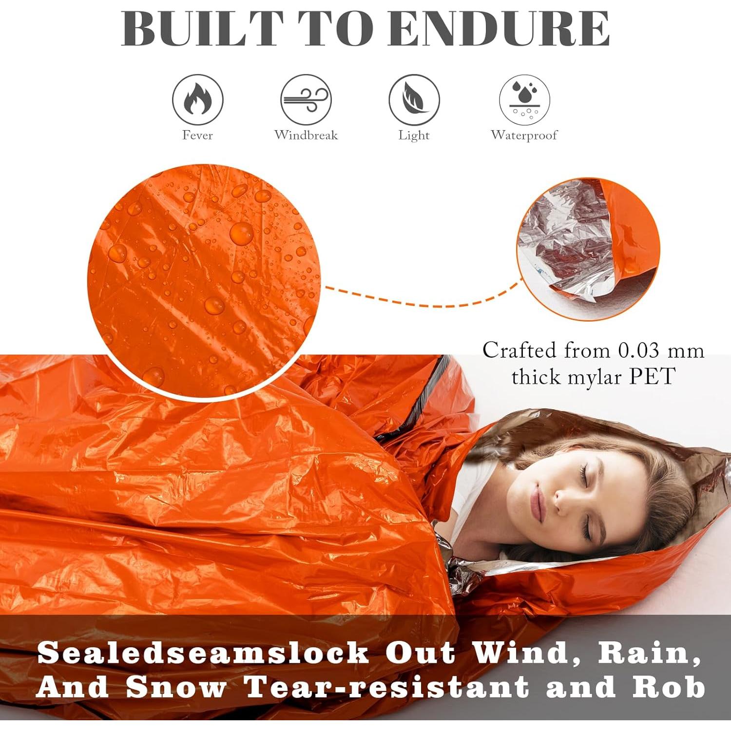 Bolsas de Dormir de Emergencia ANLOKE - 2 Pack Mylar Térmicas