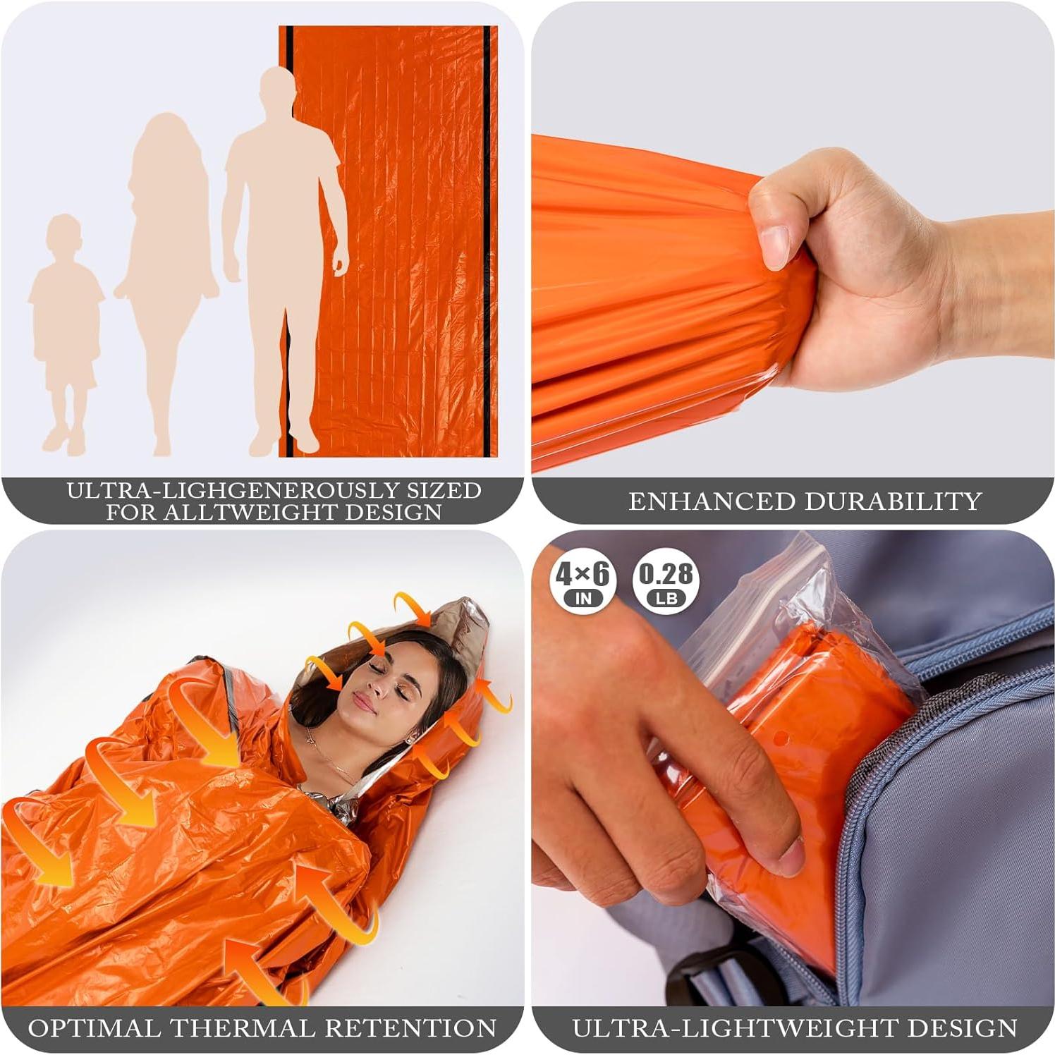 Bolsas de Dormir de Emergencia ANLOKE - 2 Pack Mylar Térmicas