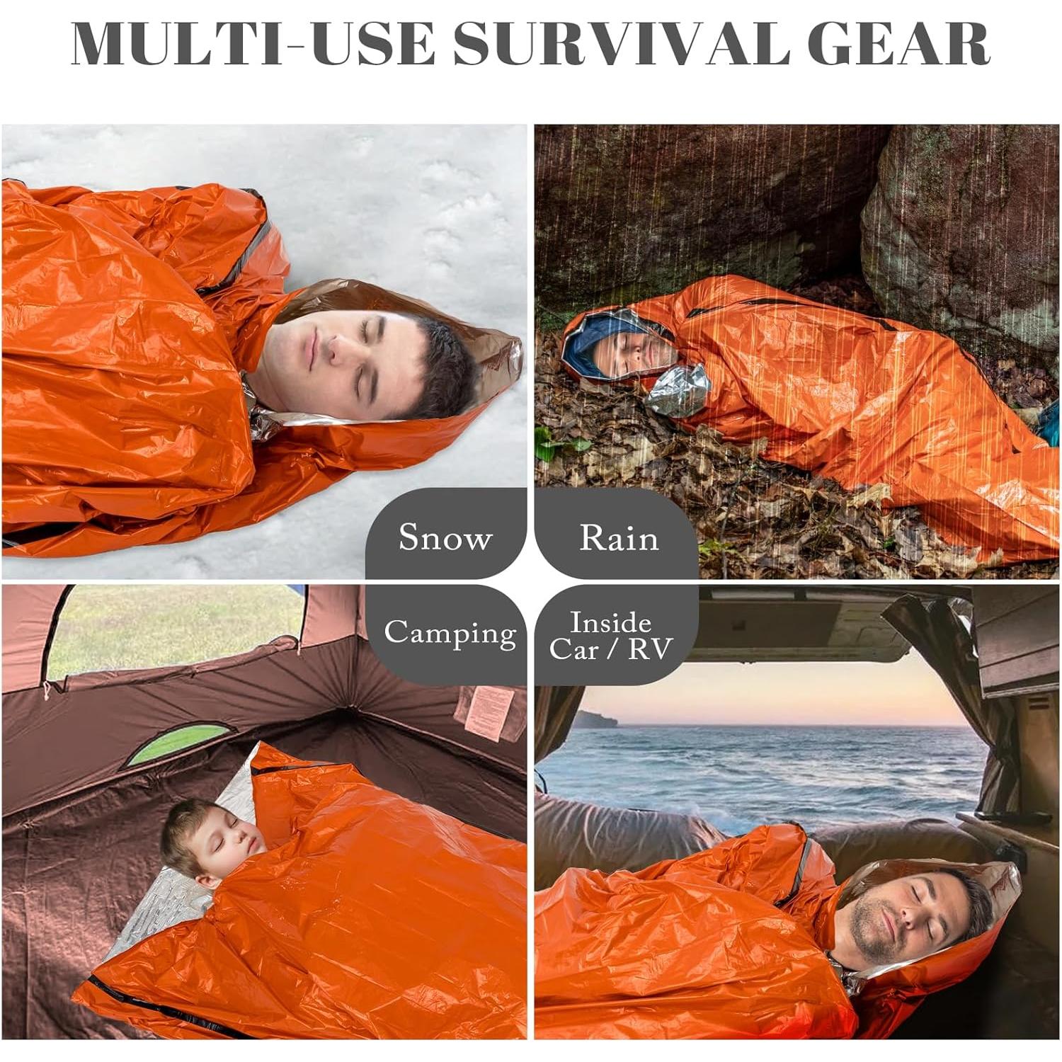 Bolsas de Dormir de Emergencia ANLOKE - 2 Pack Mylar Térmicas