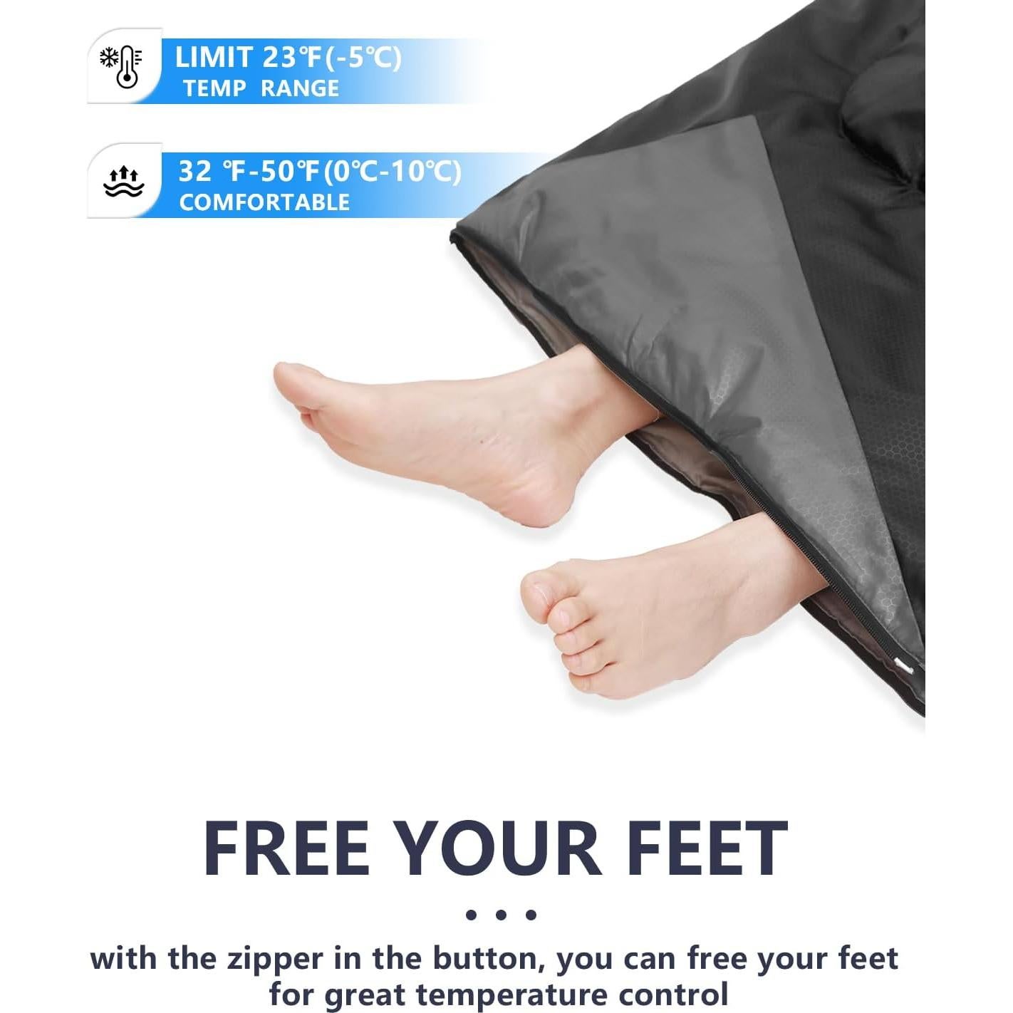 Saco de Dormir JEAOUIA XL Ligero Impermeable 1 Persona