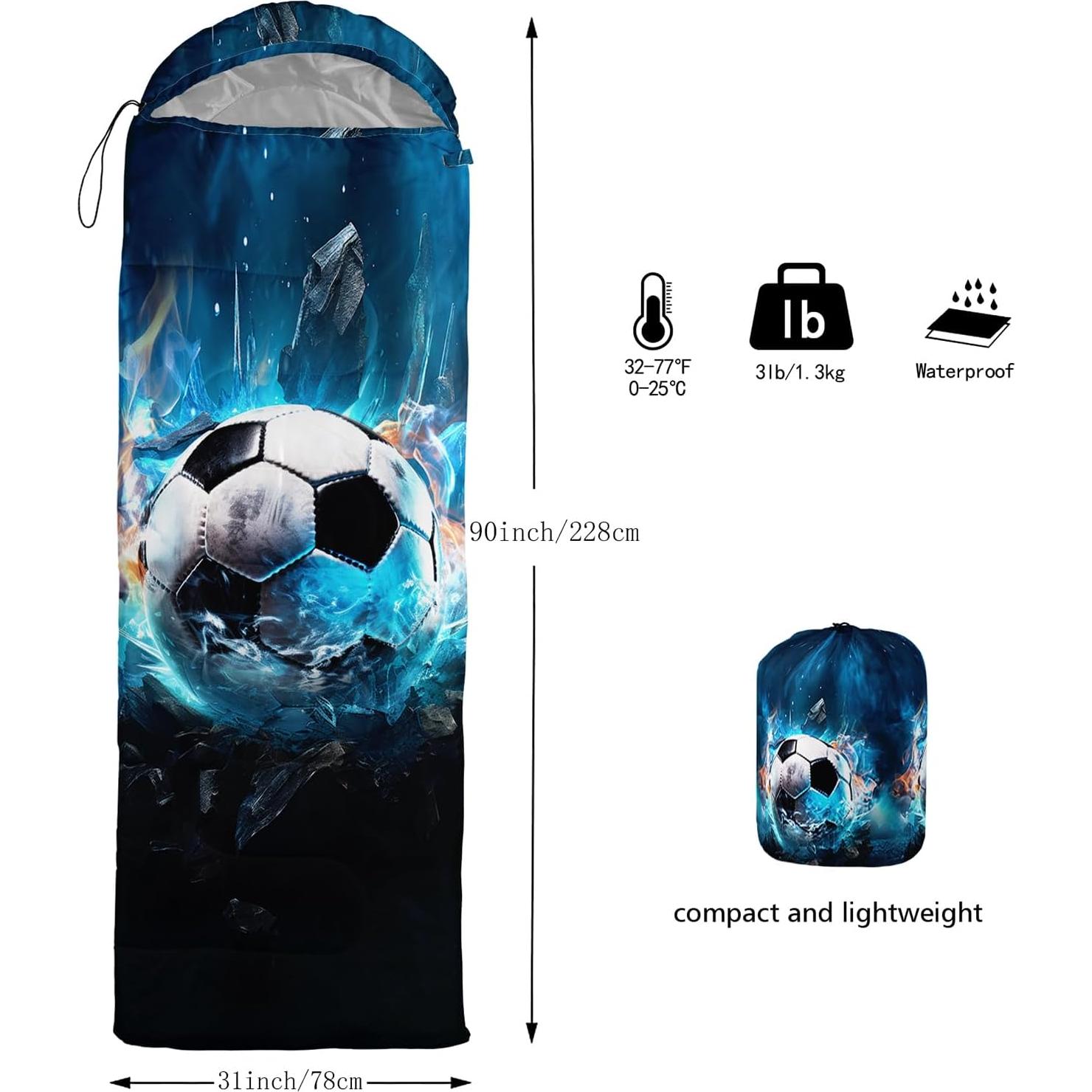 Saco de dormir UEVBF para niños, impermeable y compacto 228.6x81.3cm