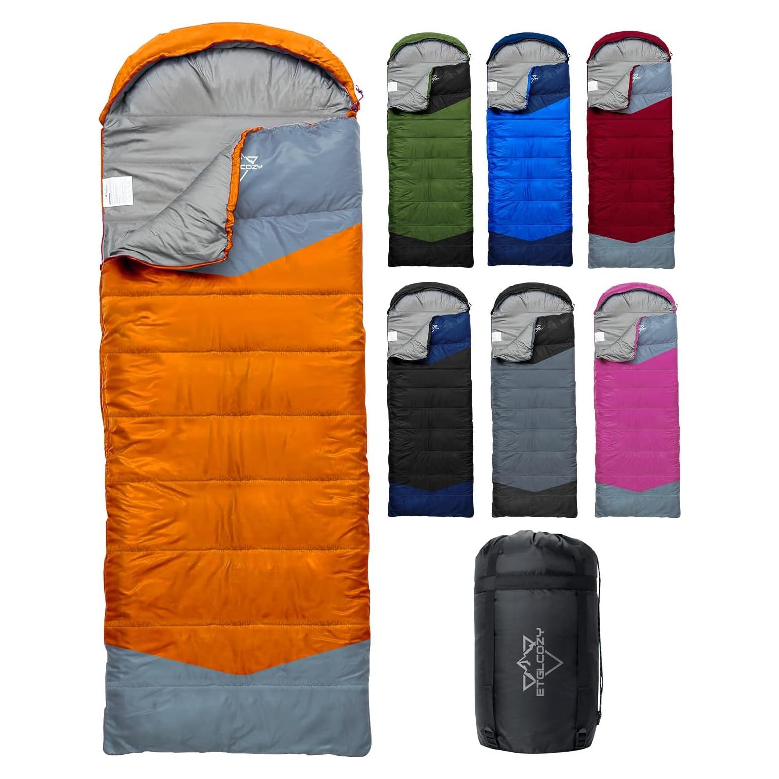 Saco de dormir ETGLCOZY 3 temporadas 220x80cm ligero naranja