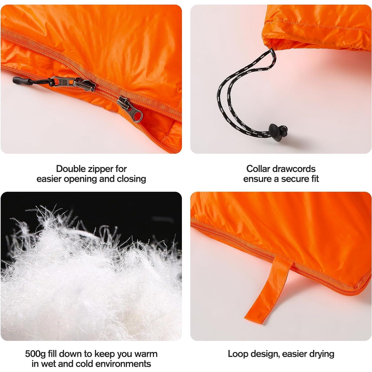 Saco de dormir ultraligero ShinHye 500g plumón 4-15°C