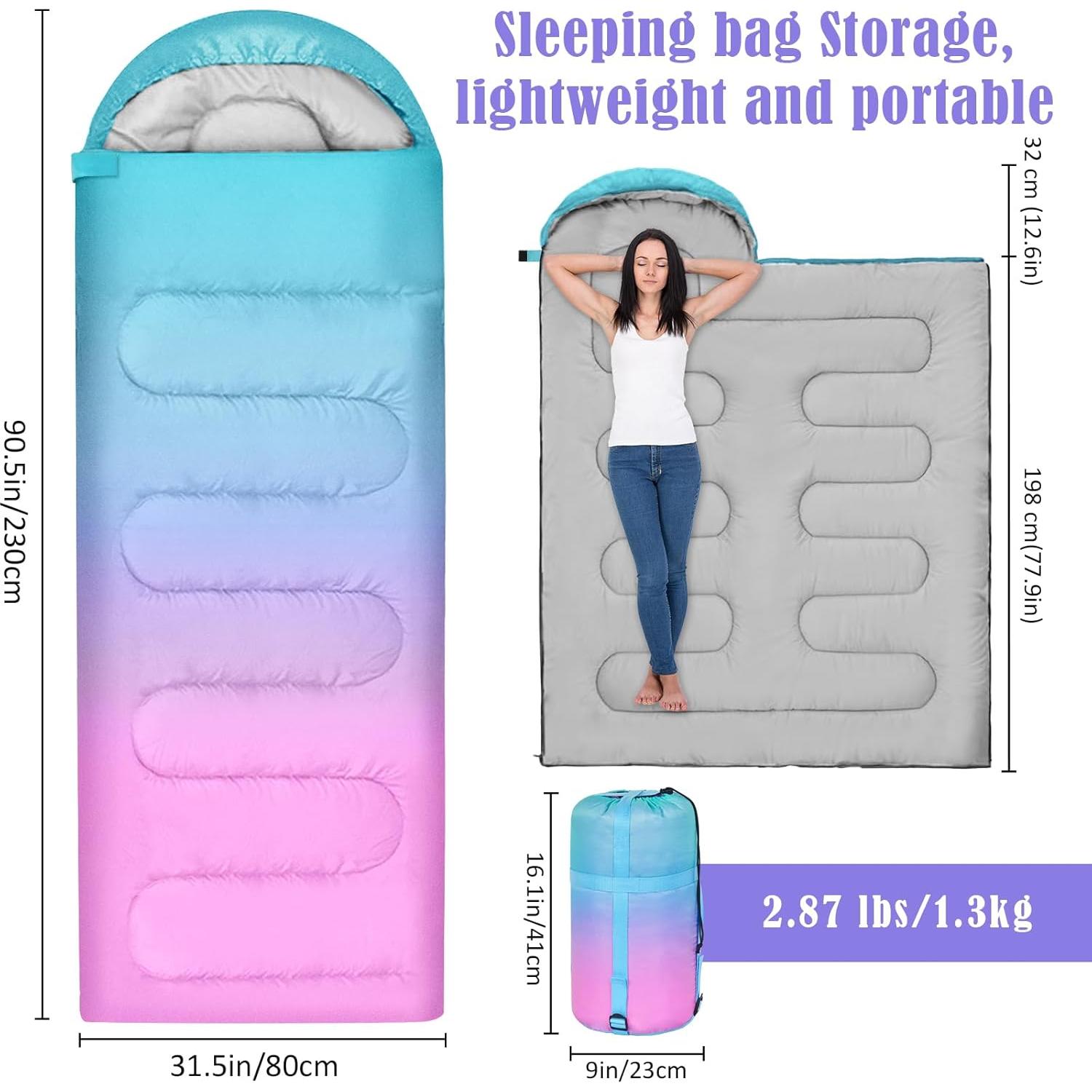 Saco de dormir AuSletie 3 estaciones impermeable 228.6x80cm