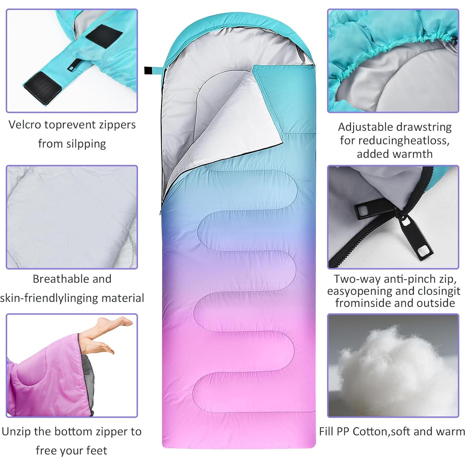 Saco de dormir AuSletie 3 estaciones impermeable 228.6x80cm