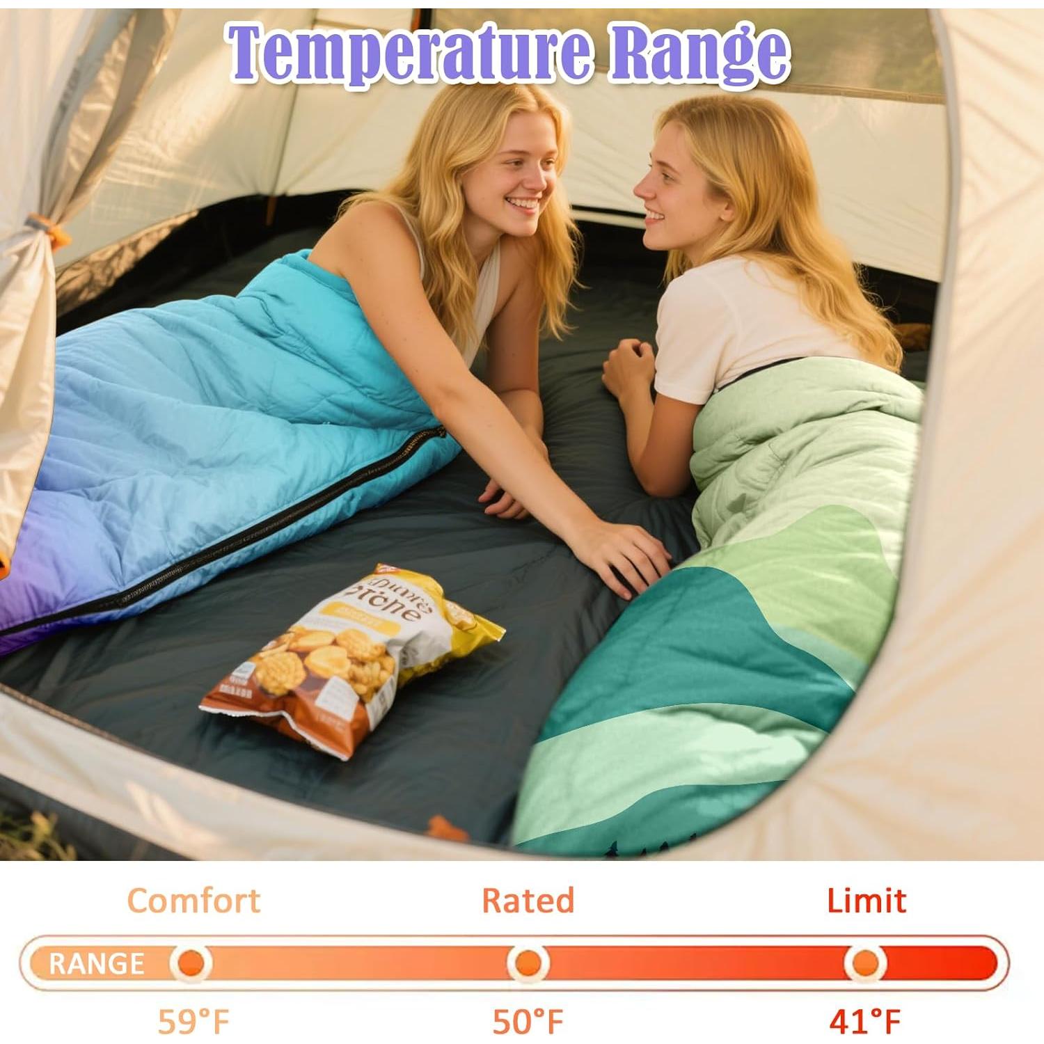 Saco de dormir AuSletie 3 estaciones impermeable 228.6x80cm