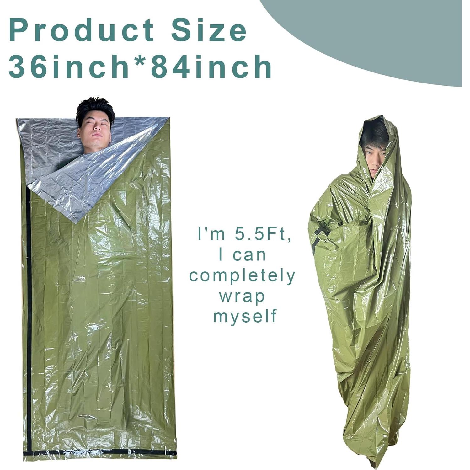 Bolsa de Dormir de Emergencia GJD 3 Piezas Mylar Térmico