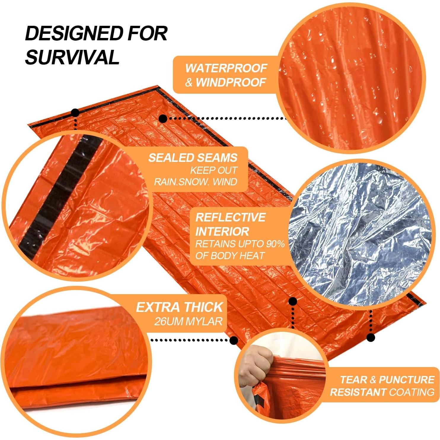 Saco de Dormir de Emergencia HOYUTNESS Bivy Sack - Paquete de 2