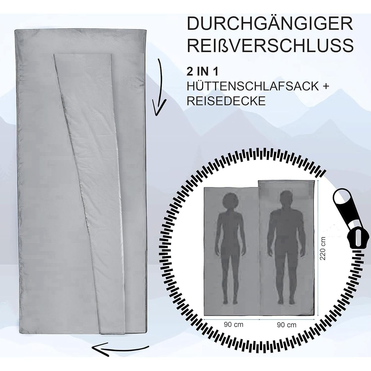 Saco de Dormir 2-en-1 Miqio Forro y Sábana de Viaje XL