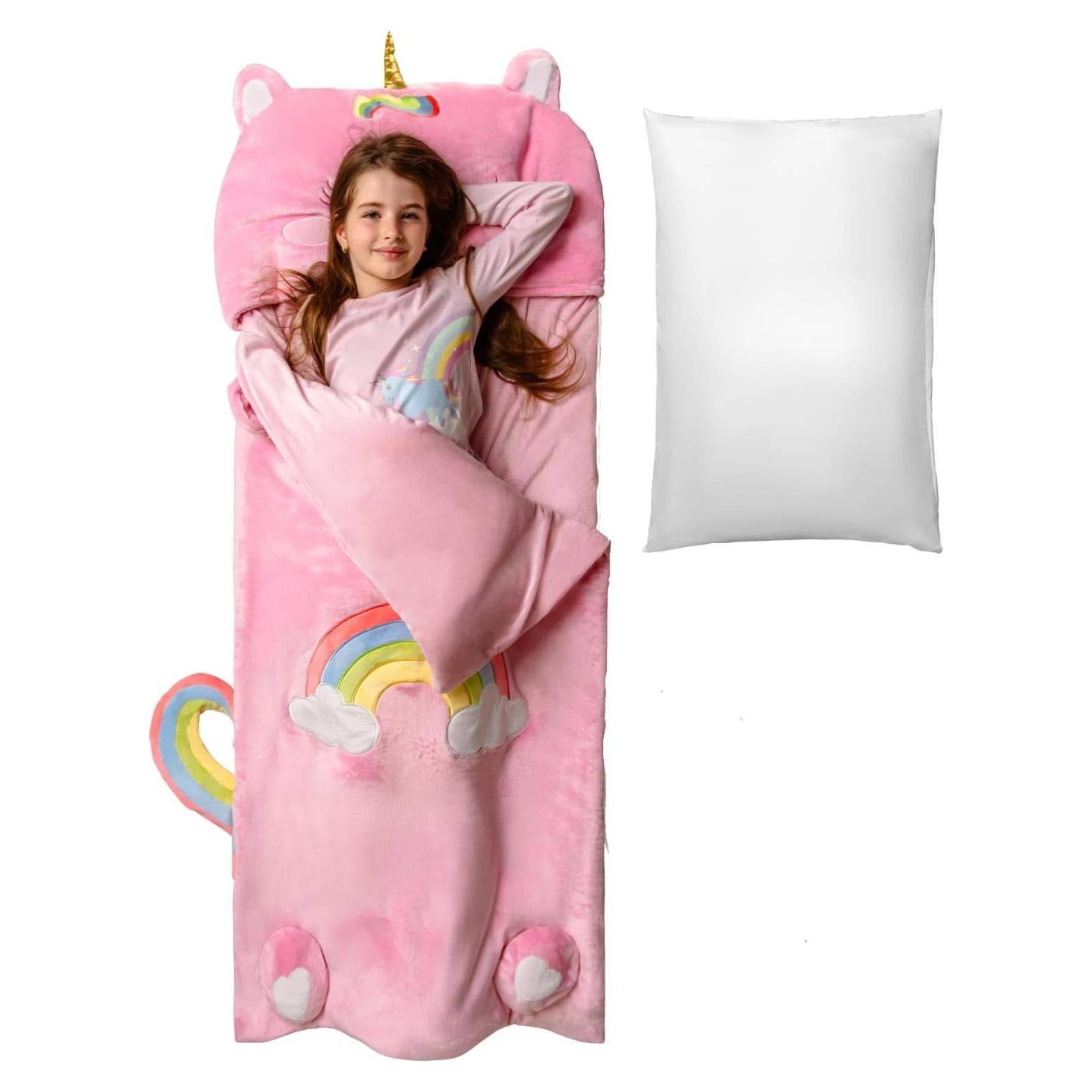 Saco de dormir Bollepo Unicornio Rosa 167.64x83.82cm con almohada