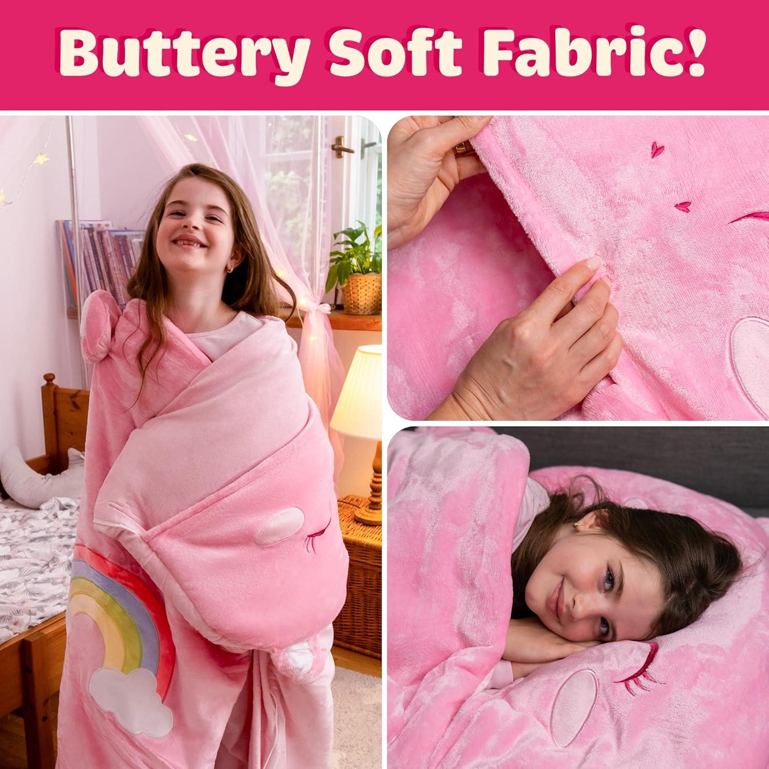 Saco de dormir Bollepo Unicornio Rosa 167.64x83.82cm con almohada