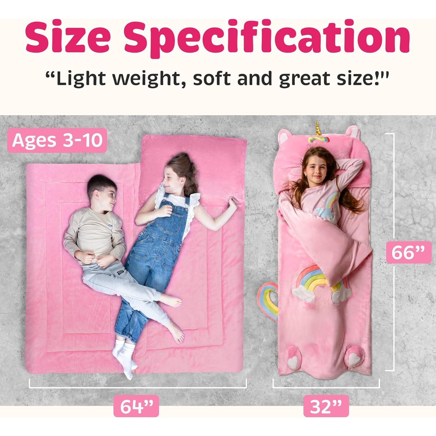 Saco de dormir Bollepo Unicornio Rosa 167.64x83.82cm con almohada