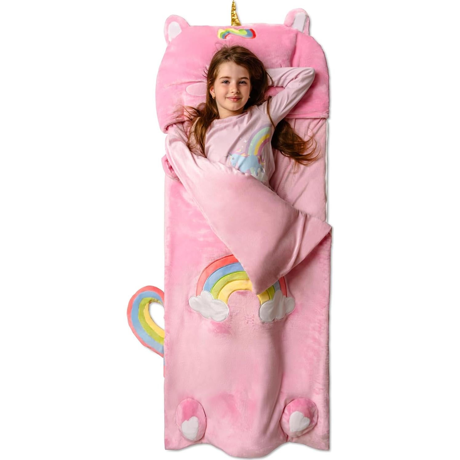 Saco de dormir Bollepo Unicornio Rosa 167.64x83.82cm con almohada