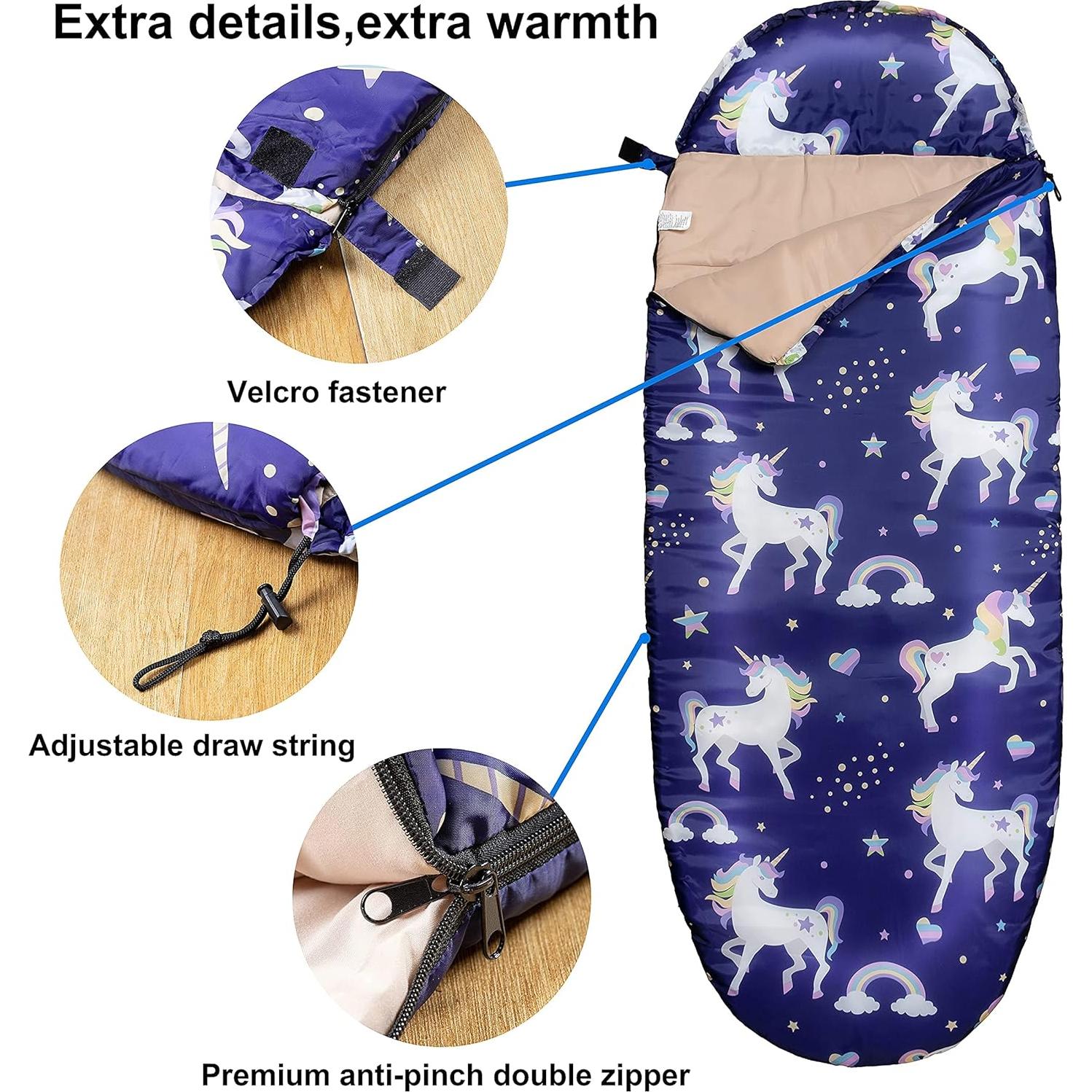 Saco de Dormir para Niñas Rioyalo Unicornio Arcoíris 3 Temporadas