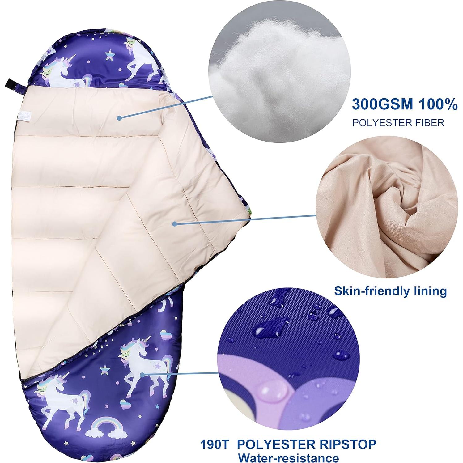 Saco de Dormir para Niñas Rioyalo Unicornio Arcoíris 3 Temporadas
