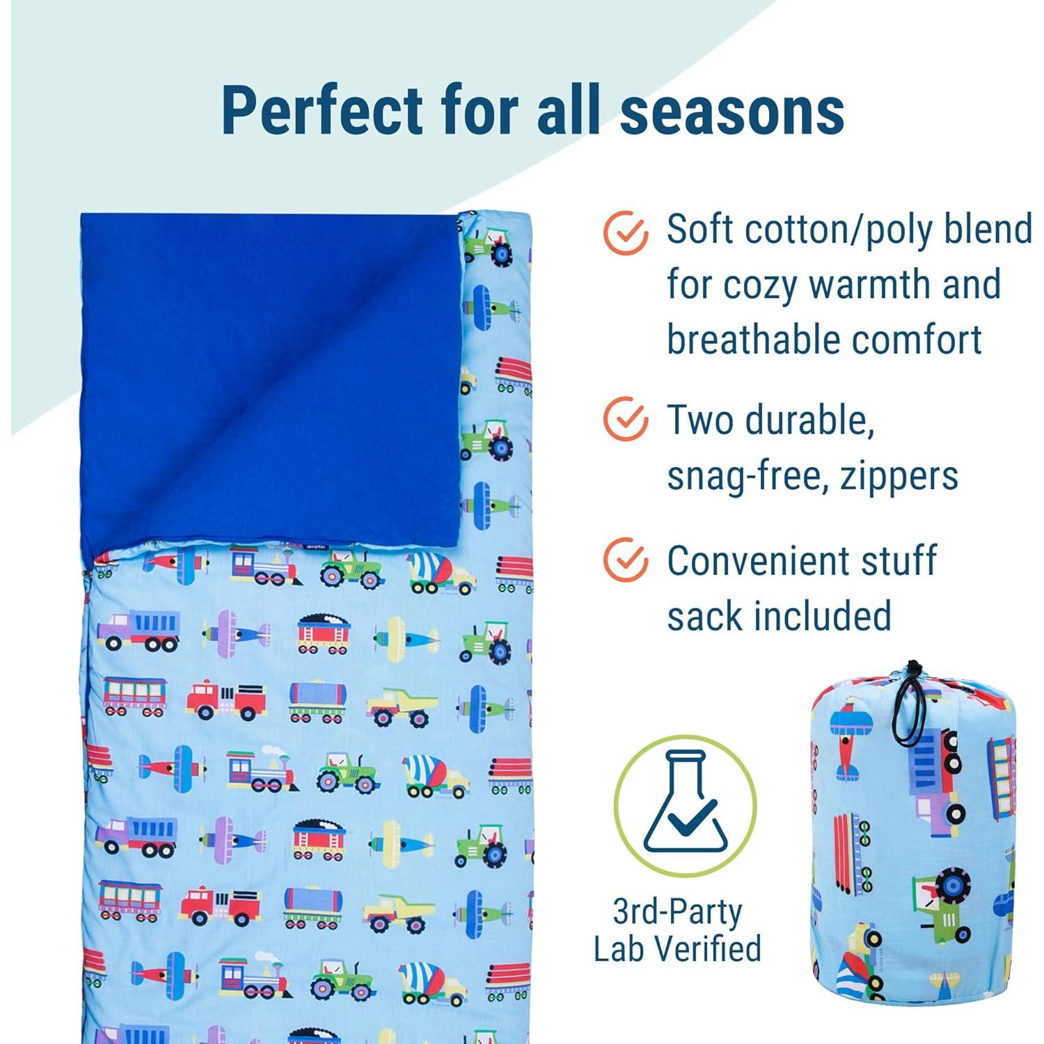 Saco de dormir Wildkin para niños 144.78x76.2 cm - Trenes y aviones