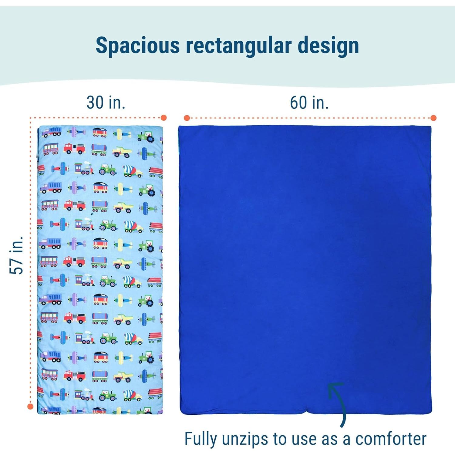 Saco de dormir Wildkin para niños 144.78x76.2 cm - Trenes y aviones