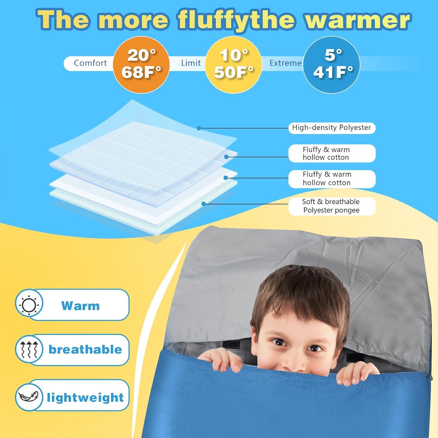 Saco de Dormir REDCAMP para Niños 3 Temporadas Azul 169 cm