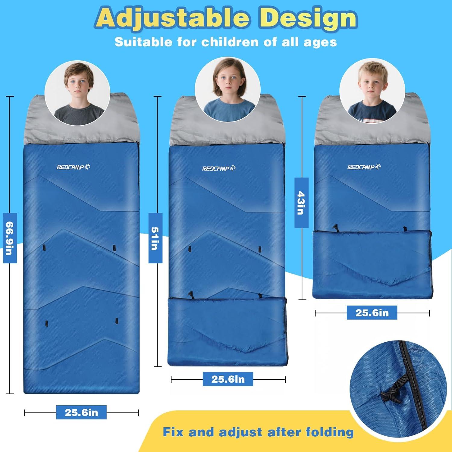 Saco de Dormir REDCAMP para Niños 3 Temporadas Azul 169 cm