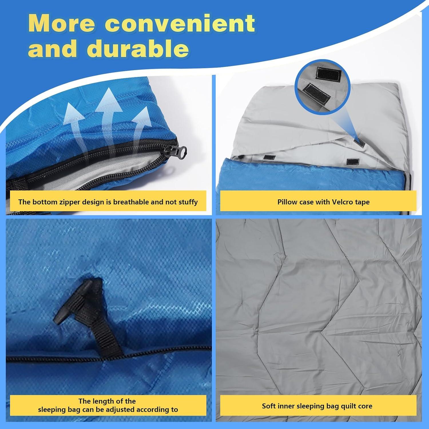 Saco de Dormir REDCAMP para Niños 3 Temporadas Azul 169 cm