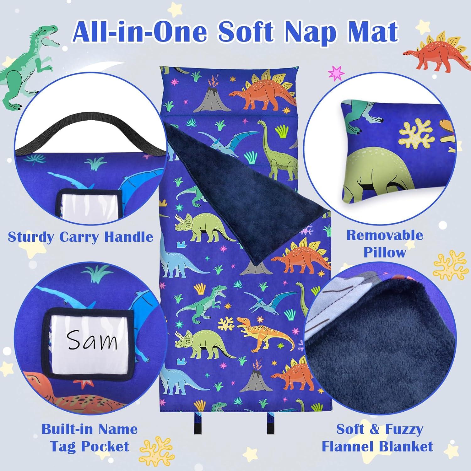 Colchoneta para Siesta Fiodrimy con Almohada Dinosaurio 134.6 cm