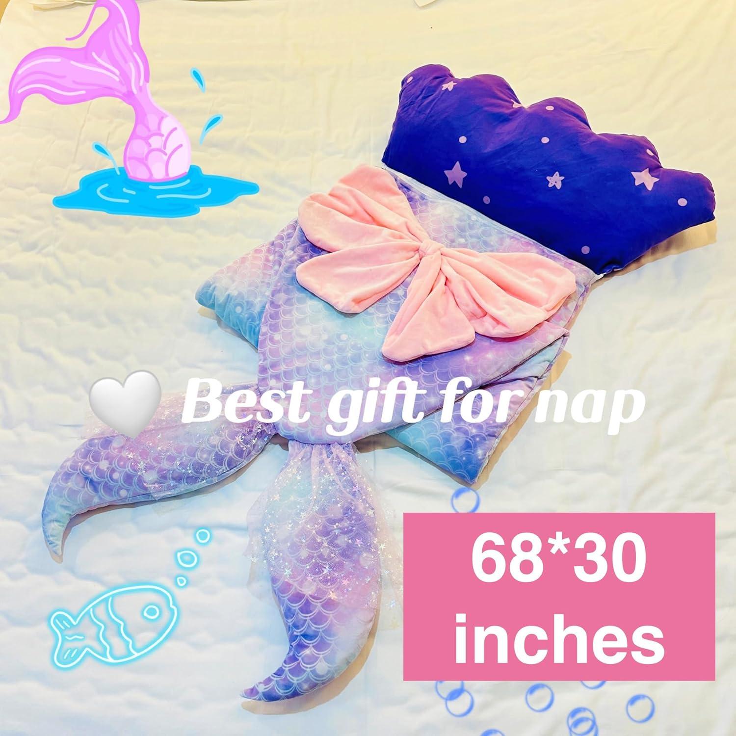 Saco de dormir infantil Nalexmi Sirena 137x64.5 cm con almohada